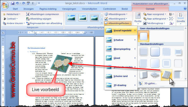 Door te klikken op de knop "Afbeeldingen comprimeren" kunnen we de geselecteerde afbeelding, of alle afbeeldingen in ons document comprimeren.