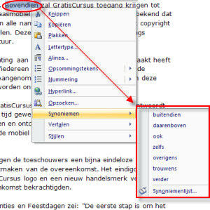 Klikken op de knop "Autocorrectie" zal automatisch de schrijfwijze van het woord aanpassen van zodra je een spatie typt.