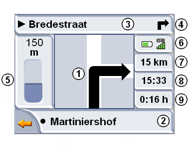 - 15 - Via de TMC-module kan actuele verkeersinformatie worden ontvangen die aansluitend op de kaart met een overeenkomstig verkeerssymbool wordt aangegeven.