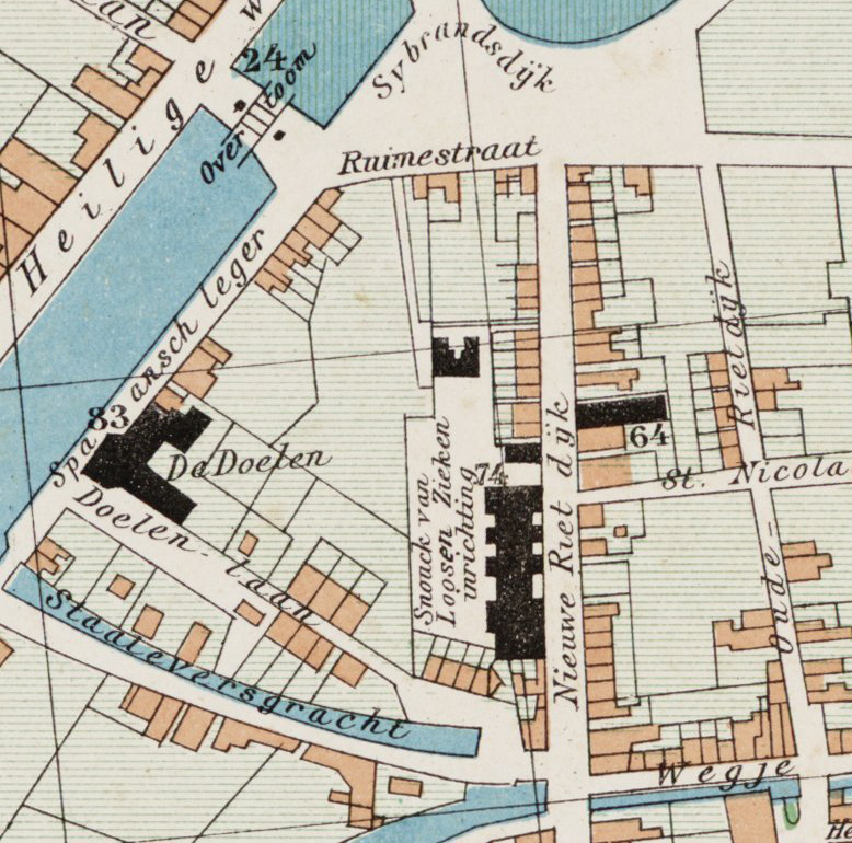 In vergelijking met de kadastrale kaart uit 1878 is iets meer bebouwing aanwezig in het plangebied. Het ziekenhuis is in de 20 ste eeuw diverse keren uitgebreid met bijgebouwen (afb.