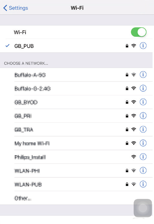 7 Controleer of uw ios-apparaat verbinding heeft met Philips_Install en keer dan terug