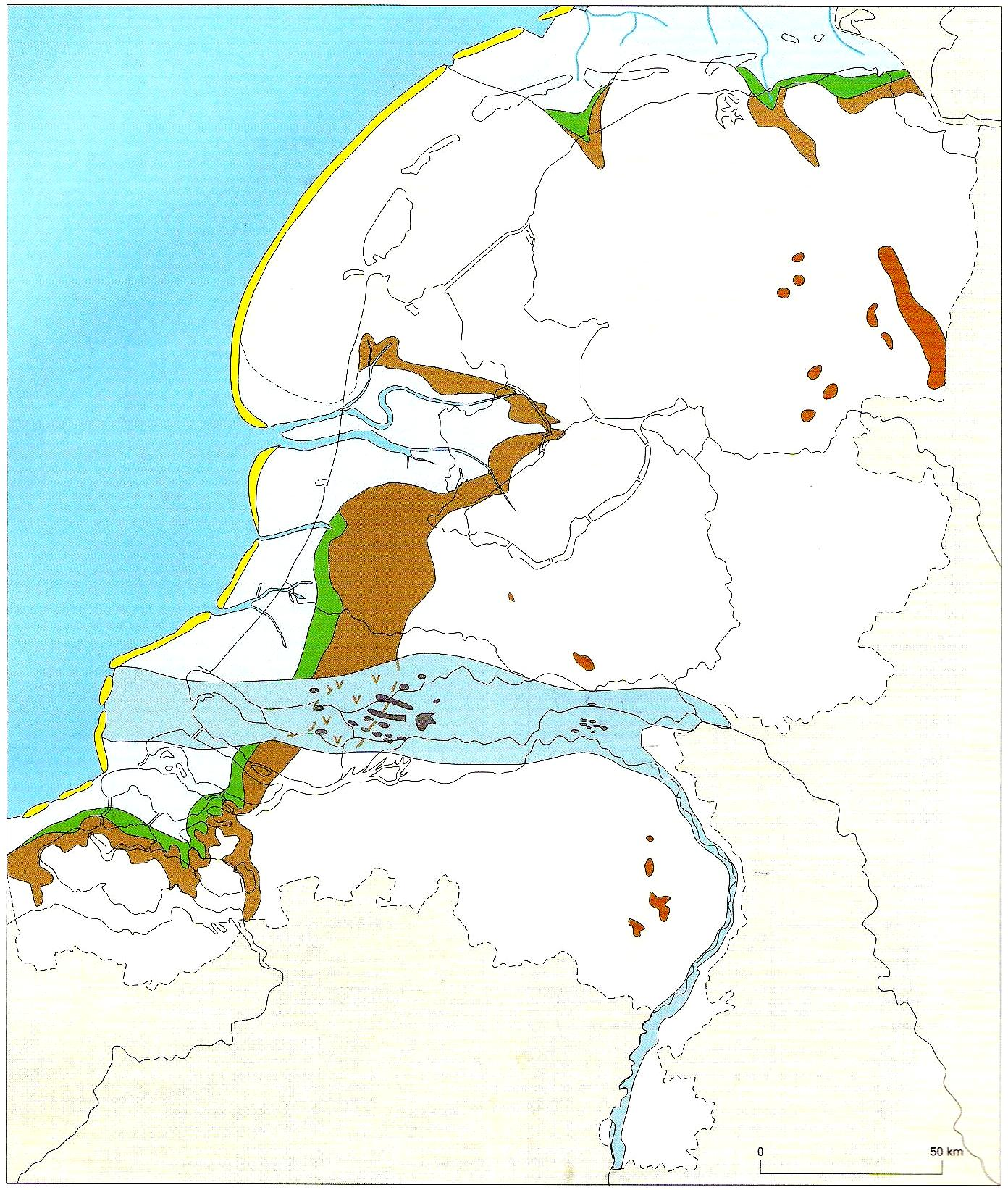 Figuur 7:Paleogeografische kaart van Nederland in