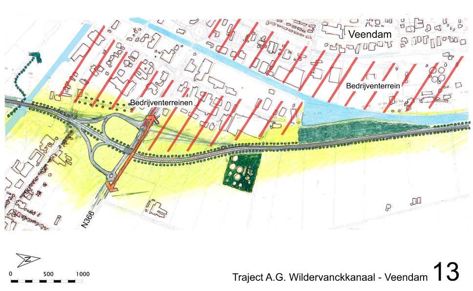 Figuur 4-35: Inpassing traject Wildervanckkanaal - Veendam Inpassing bomenrij langs de N33 De Hilte - Meeden De bestaande bomenrij langs de N33 die deels ten gevolge van de