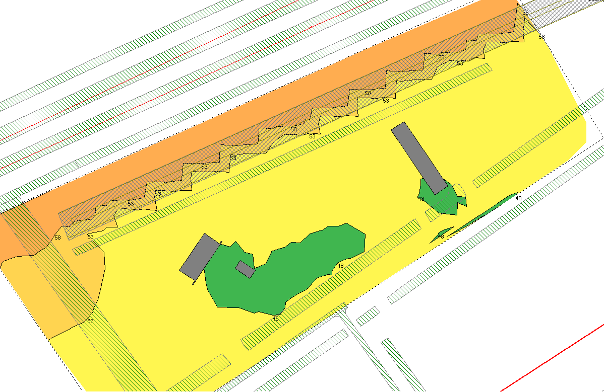 5.2 Warmoezerij Uit de resultaten in hoofdstuk 4 blijkt dat op de Warmoezerij zonder geluidreducerende maatregelen de geluidbelasting op het hele terrein de voorkeursgrenswaarde overschrijdt.