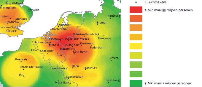 Bijlage 4 Catchment areas van luchthavens Figuur 1: Aantal personen binnen één uur