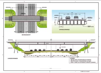 De brug heeft een ongeëvenaarde overspanning met vijf kokerliggers, die elk 195 ton wegen en 58,7 meter lang zijn.