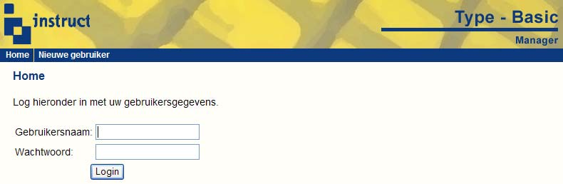 Inloggen Om de resultaten via de TYPE-BASIC Manager te bekijken moet ingelogd worden: Bij het