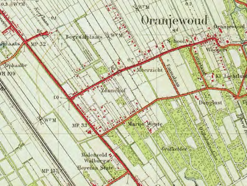 Het noordelijk deel van gebied 7 was in 1931 nog nagenoeg onbebouwd.