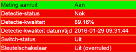 De statusweergave is: Schakel vanuit de positie OPERATIONEEL de sleutelschakelaar in de stand UIT en raadpleeg opnieuw de  De statusweergave is: Detectie-kwaliteit