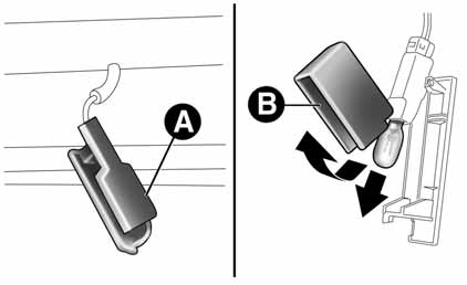 DORPELVERLICHTING Gloeilamp vervangen: open het portier (voor of achter) en verwijder de lichtunit A-fig.