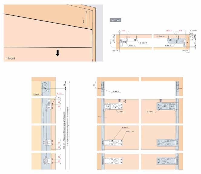 Eku > SCHUIFDEURSYSTEEM EKU LIBRA SYNCHRO (2 deuren) Schuifdeursysteem voor het verticaal en gelijktijdig wegschuiven van 2 kastdeuren tot 20 kg - beschikbaar voor zowel