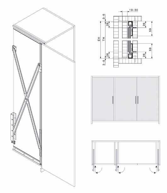 > HAWA CONCEPTA 25/30/50 Schuifdeursysteem voor zijdelings inschuifbare kastdeuren of scheidingswanden in hout tot 50 kg (ook verkrijgbaar voor glazen deuren, op bestelling) - deuren worden met gemak