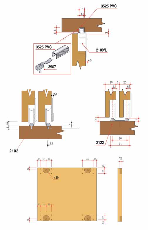 Villes > SCHUIFDEURSYSTEEM VILLES 2100/2196 Schuifdeursysteem voor inliggende kastdeuren tot 30 kg - onderlopend, geluidsarm systeem - bij deze versie wordt gebruik gemaakt van een bovenrail