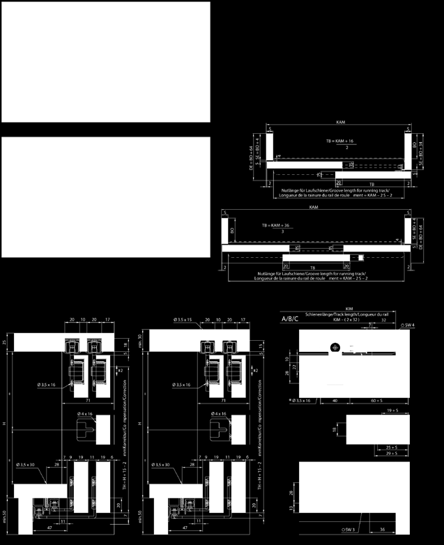 Eku > SCHUIFDEURSYSTEEM CLIPO 26 H MIXSLIDE (MS) Schuifbeslag voor in- én voorliggende kastdeuren (max. B: 1000 max.