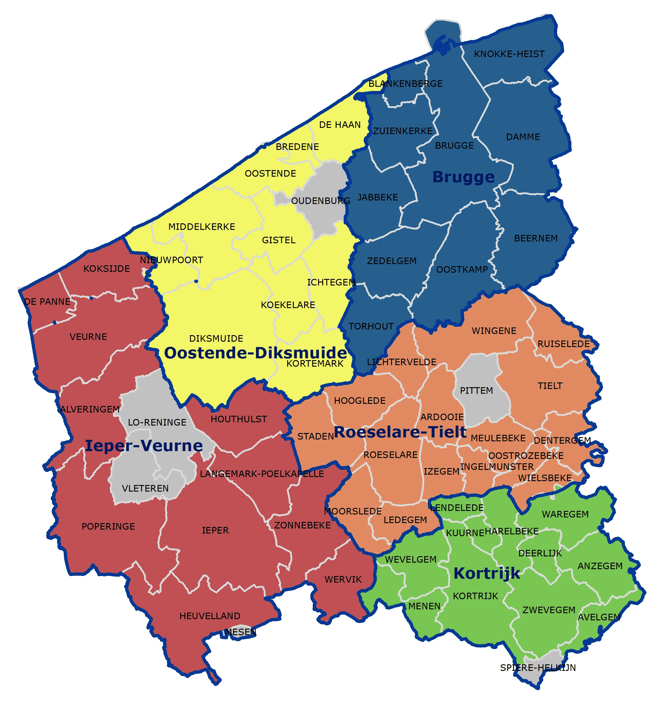 Indeling regionale kernen Brugge