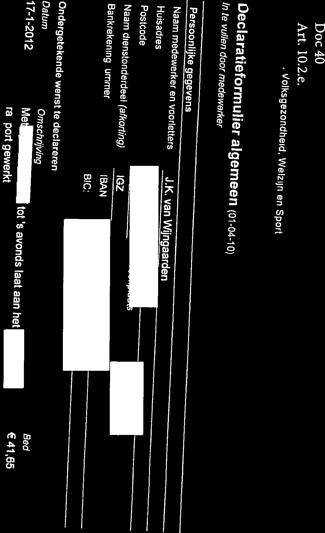 te vullen door DBV Kerndepartement, SCP, Raden en Inspecties.