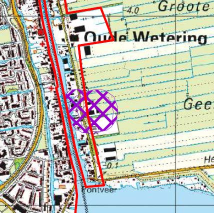 Oude Wetering Tegen de lintbebouwing aan de oostzijde van de Wetering ligt een veehouderij. Het bedrijf ligt tegen de voet van de Westerdijk.