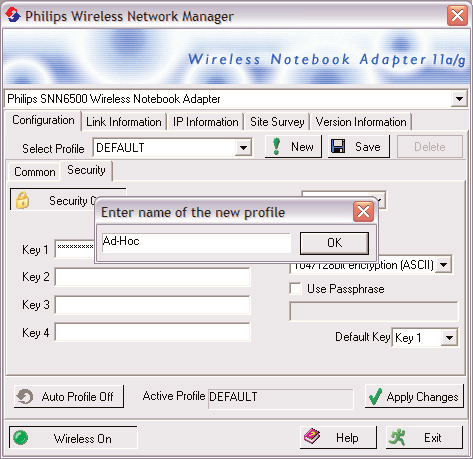 Instellen van een Ad-hoc computernetwerk Start het programma Philips Wireless Network Manager Dubbelklik op het pictogram in de taakbalk Als Philips Wireless Network Manager niet start moet u op dit