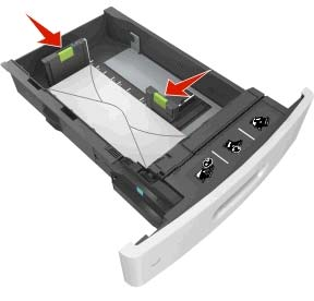 Printermodel met 7-inch aanraakscherm gebruiken 142 Schuif het papier niet in de lade. Plaats het papier zoals in de afbeelding is aangegeven.