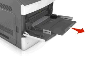 Printermodel met 7-inch aanraakscherm gebruiken 152 2 Trek het verlengstuk van de universeellader uit en gebruik