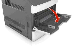Printermodel met 2,4-inch display gebruiken 57 6 Geef de soort en het formaat van het papier in de lade op in het menu Papier op het bedieningspaneel van de printer.