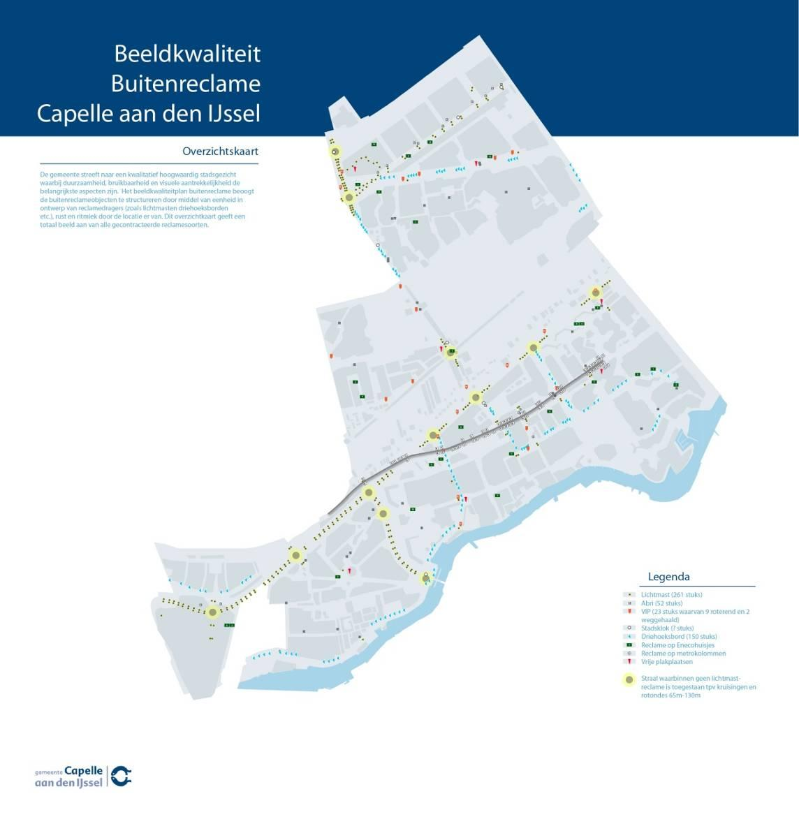 Kaart 1: Gecontracteerde reclamesoorten in Beeldkwaliteitplan Buitenreclame van december 2009 3.