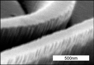 4.3 Roughness in Photonic Wires 105 Figure 4.10: Etch roughness in photonic wires. This is an example of a deeply etched SOI waveguide with significant etch roughness.