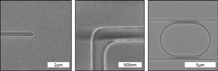 5.2 Deep UV Lithography 149 Figure 5.17: Size of a triangular lattice of holes as a function of exposure dose for different design pitches and diameters. The designed diameter:pitch ratio is 0.