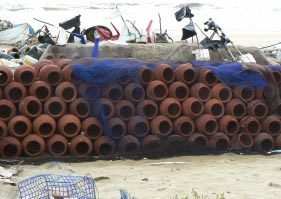 ) Op dit strand liggen ontzettend veel grote schelpen, waaronder veel oester- en St.