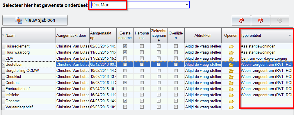 6. Toevoegen type entiteit aan DocMan è Documenten kunnen gekoppeld worden aan een entiteit.
