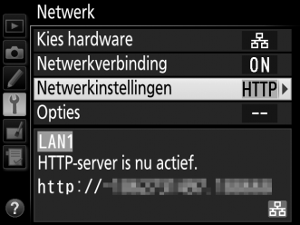 A Netwerkstatus De netwerkstatus kan ook op het hoogste niveau van het netwerkmenu worden bekeken. Statusgebied: De status van de verbinding met de host.