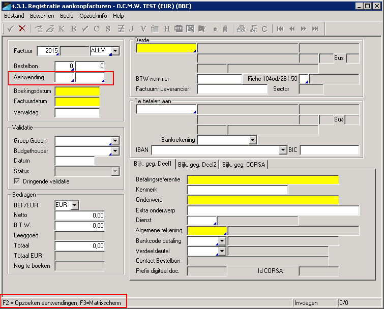 8.2 8.2.2 Opzoeken aanwendingen vanuit registratie aankoopfacturen In het scherm 4.3.1.