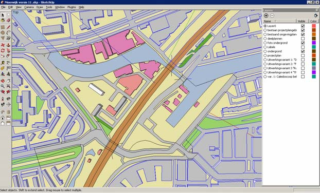 Het opzetten van een project Een luchtfoto van een plangebied Met een druk op de knop kan een luchtfoto van het plangebied als onderlegger in het systeem ingevoerd worden.