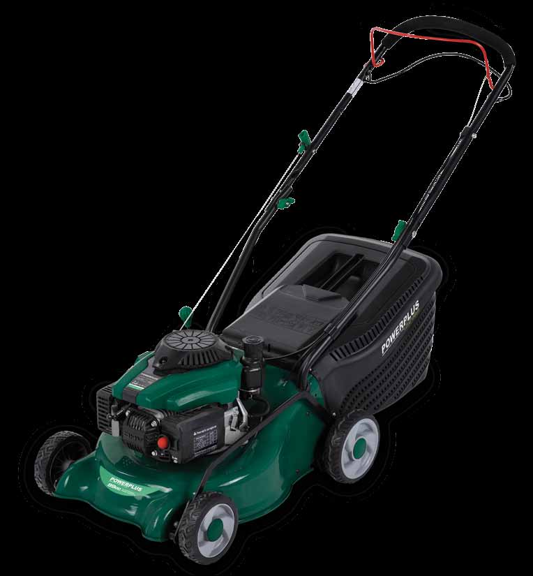 Nieuw/nouveau POW63770 99cc Ø42cm metalen behuizing / chassis en métal mulchingfunctie / Fonction mulching zelftrekkend / autotracté Cylinderinhoud Cylindrée 99cc Opvangbak Bac de ramassage 40L