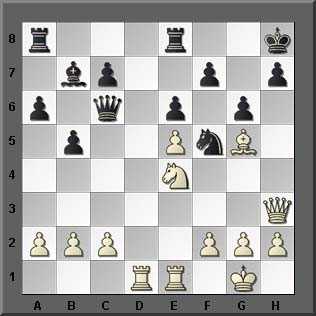 Segers Lansay - 2 21.... Te8-f8?? (4,5) Fr11 Beter maar ook onvoldoende was 21..., Dxc2; 22. Pf6, h5; 23. Pxe8, Txe8; 24. Td2. 22. g2-g4... Fr11 22. Lf6+ Kg8; 23. Le7! Kh8; 24. Lxf8 Txf8 en wit wint.
