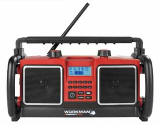 punt WORKMAN, werkradio FM stereo ontvangst Aux-ingang voor externe MP3-speler* Houder op