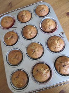 Chocolate chip bananen muffins Daar zijn ze weer: de overrijpe bananen! Dit keer maak ik deze heerlijke chocolate chip bananen muffins.