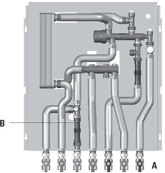 Montage van een koudwatermeter (optioneel) De LogoComfort-stations zijn uitgerust met een passtuk (l = 110 mm x 3/4") voor een koudwatermeter die verwijderd moet worden, alvorens de meter te monteren.