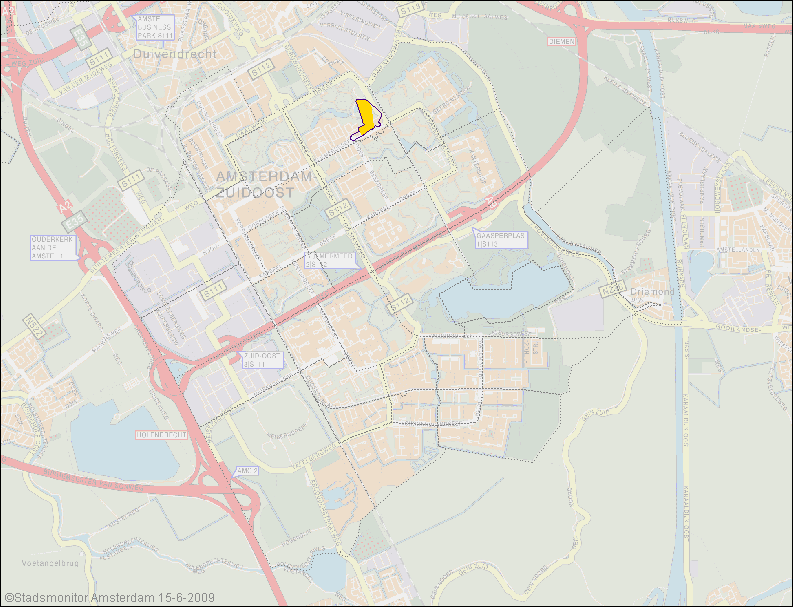 Concentratiegebieden krappe woningen (minimaal 43%) in 2006 (geel) en 2008 (blauw) ER-doel: minder overbewoning Bron: O+S/UVA: Stadsmonitor Amsterdam In Bijlmer Oost geven de bewoners in 2009 een