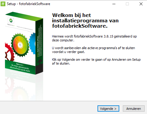 INSTALLATIE 1 2 3 fotofabrieksoftware 3.8.