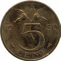 25 2087 5 Cent 1952  muntkleur 25 2088 5