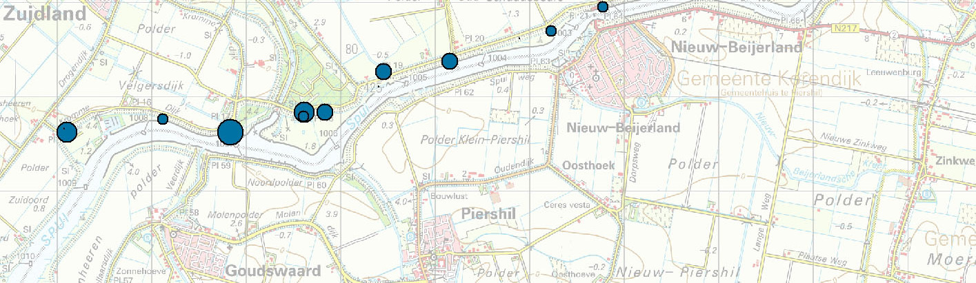 Veldmuis Microtus arvalis Er zijn slechts drie locaties waar de veldmuis niet is aangetroffen tijdens het onderzoek, zodat er 18 locaties overblijven waar