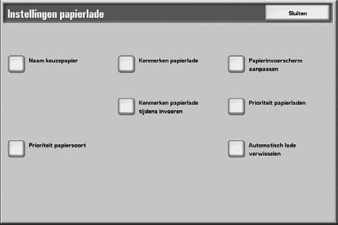 2. Papier en ander afdrukmateriaal 7. Selecteer Kenmerken papierlade. 8. Selecteer de gewenste papierlade en selecteer vervolgens Instellingen wijzigen. 9. Selecteer Standaardformaat.