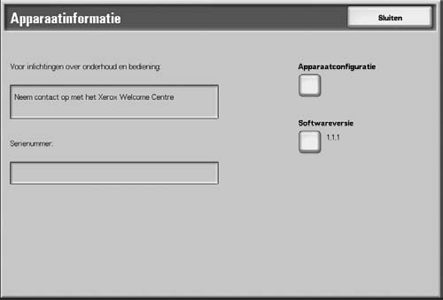 4. Apparaatstatus Apparaatstatus In het scherm Apparaatstatus kunt u de configuratie van het apparaat en de status van de papierladen controleren en de afdrukmodus instellen. 1.