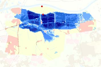 In de tp +1d situatie overstromen grote delen van Waalwijk, Raamsdonkveer en Oosterhout. In de tp+1d situatie is de schade en slachtoffers bijna een factor 5 groter dan in de tp situatie.