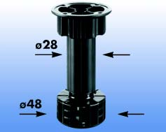 SOKKELPOTEN SOKKELPOTEN TYPE 450 EN 450/S Sokkelpoot type 450 - kunststof poot - met negatieve regeling (-5 mm +20 mm) - te gebruiken met bevestiging 021512 zwart 100 mm 25 mm 400 021513 zwart 120 mm