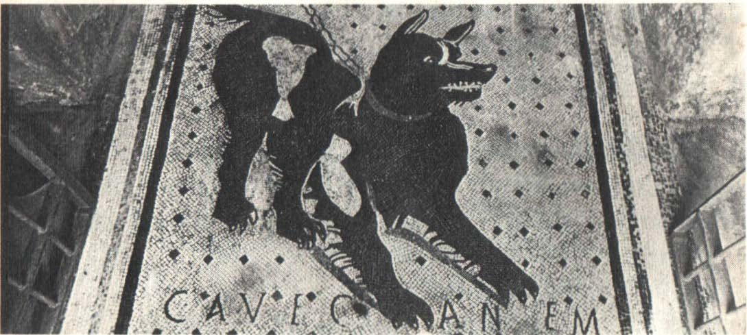 Cerberus et Grumio Caecilius est in horto. Caecilius in horto sedet. Servus est in atrio. Servus in atrio laborat. Metella est in atrio. Metella in atrio sedet. Quintus est in tablino.