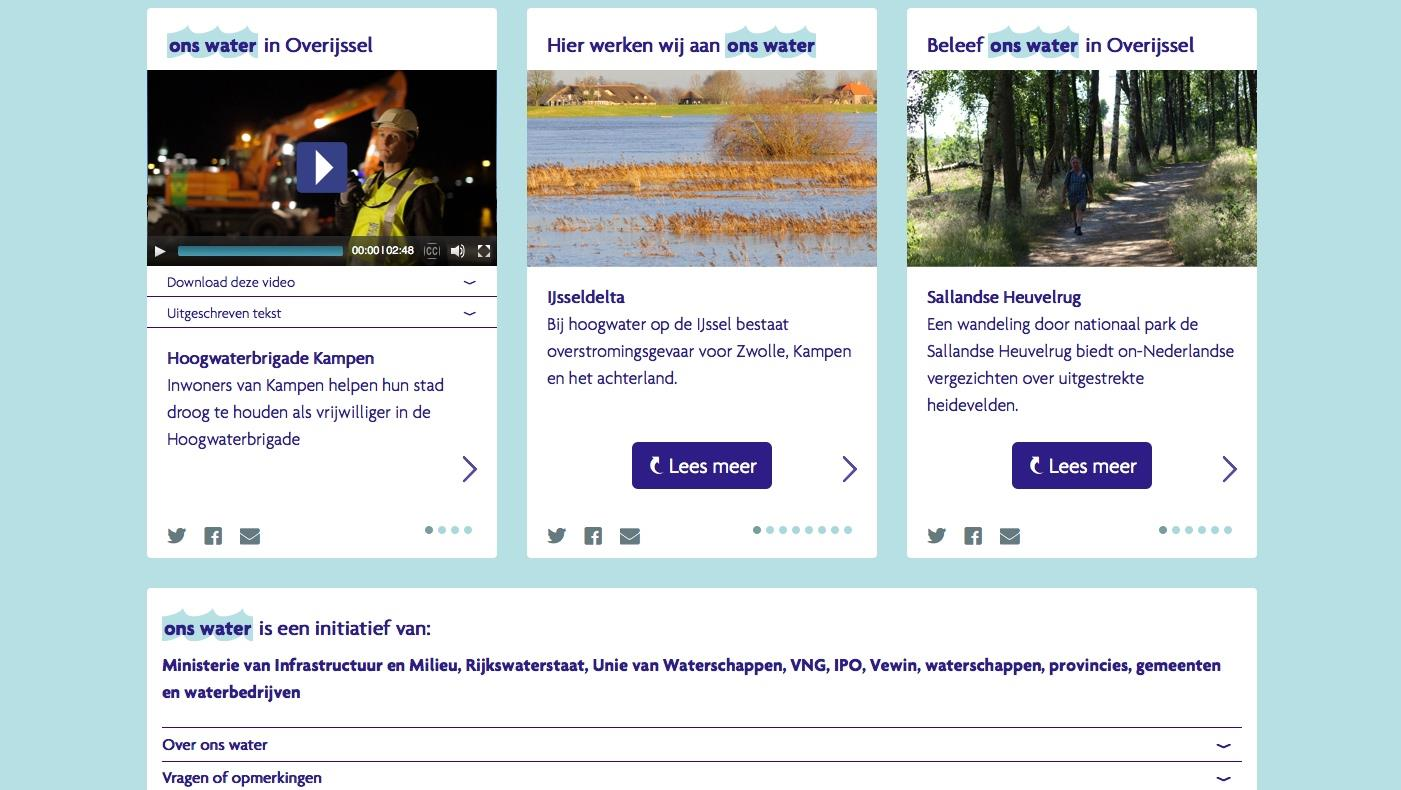Figuur 17: Opzet website Onswater.nl website specifiek voor regio Overijssel 6. Initiatieven op provinciaal niveau Uit de Richtlijn Overstromingsrisico s is de risicokaart voortgekomen (figuur 18).