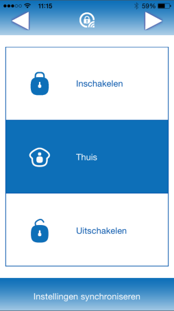 Voorbeeld: Telefoon 2 krijgt een SMS en schakelt vervolgens het alarmsysteem uit via de APP telefoon 3 zal dan geen SMS bericht meer ontvangen. 6.