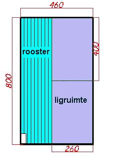 69 Bij het Beladossysteem worden de voederbakken boven de (gecoate) rooster geplaatst, aangezien het voeder door de voederleidingen onder de rooster in de bakken wordt geduwd.